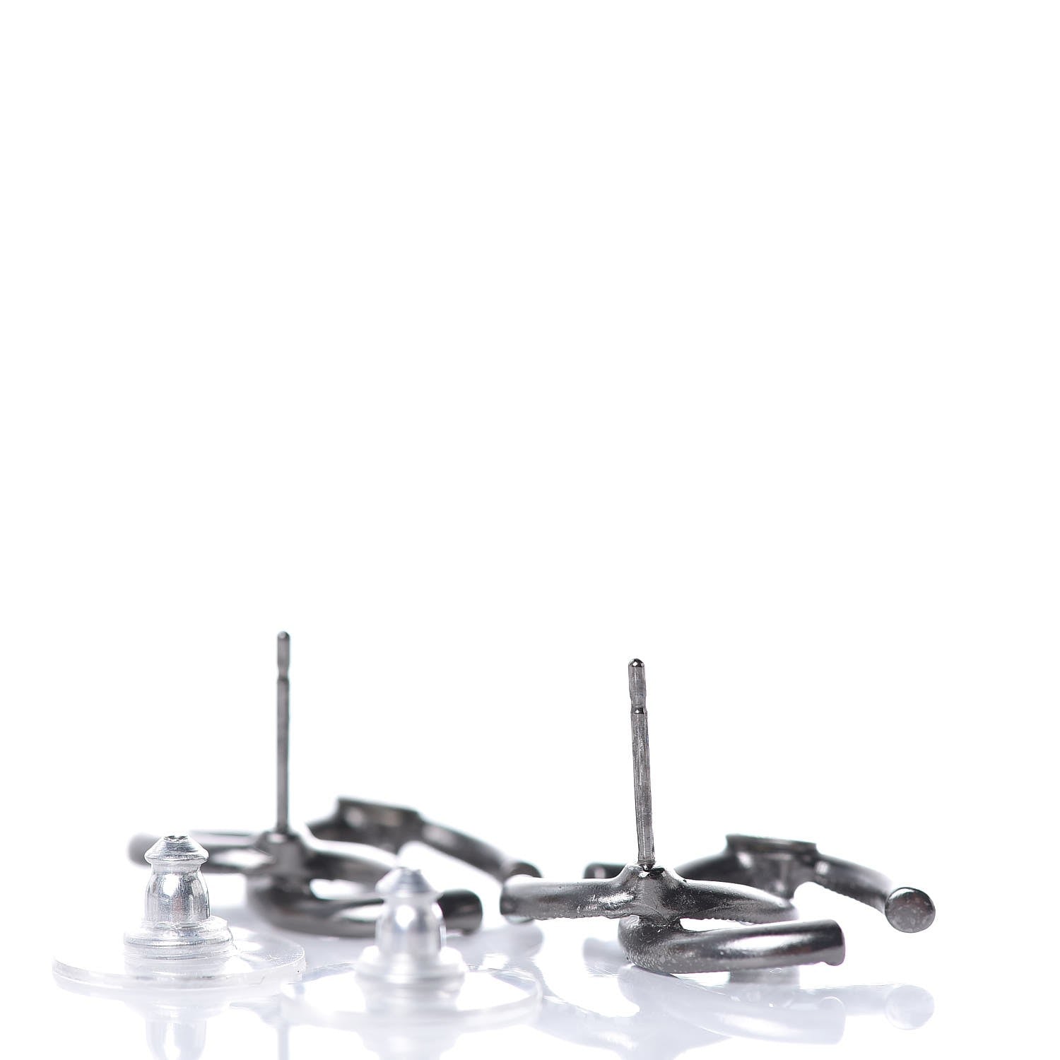 Chanel Crystal Baguette CC Earrings Ruthenium 4 of 5