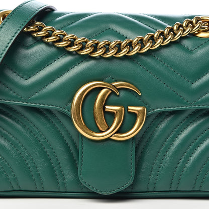 Gucci Calfskin Matelasse Mini GG Marmont Shoulder Bag Emerald Green 11 of 11
