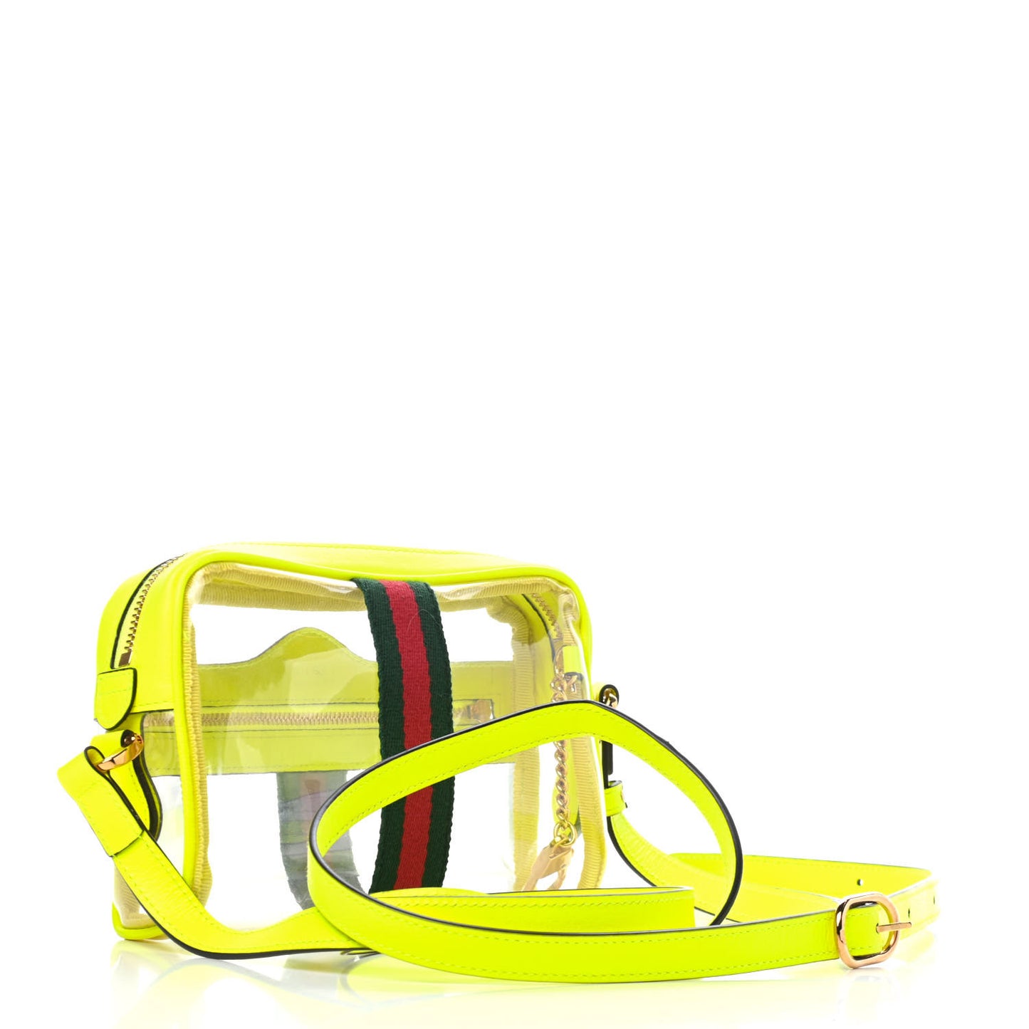 Vinyl Web Mini Ophidia Transparent Shoulder Bag Yellow Fluo