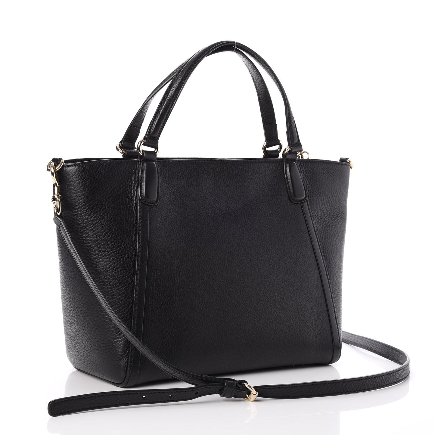 Pebbled Calfskin Small Soho Top Handle Bag Black