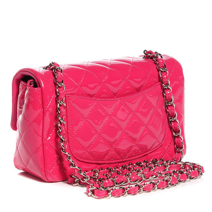 Chanel Patent Quilted Mini Rectangular Flap Fuchsia 3 of 8