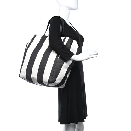 Celine Canvas Striped Large Phantom Cabas Black White 2 of 8