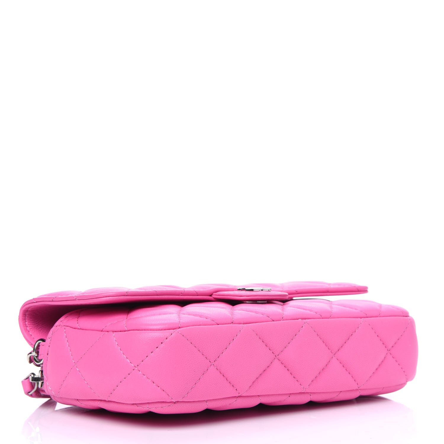 Chanel Lambskin Quilted Flap Phone Holder With Chain Neon Pink 3 of 5