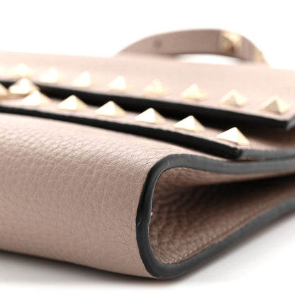 Valentino Garavani Grainy Calfskin Rockstud Double Flap Crossbody Bag Poudre 9 of 9