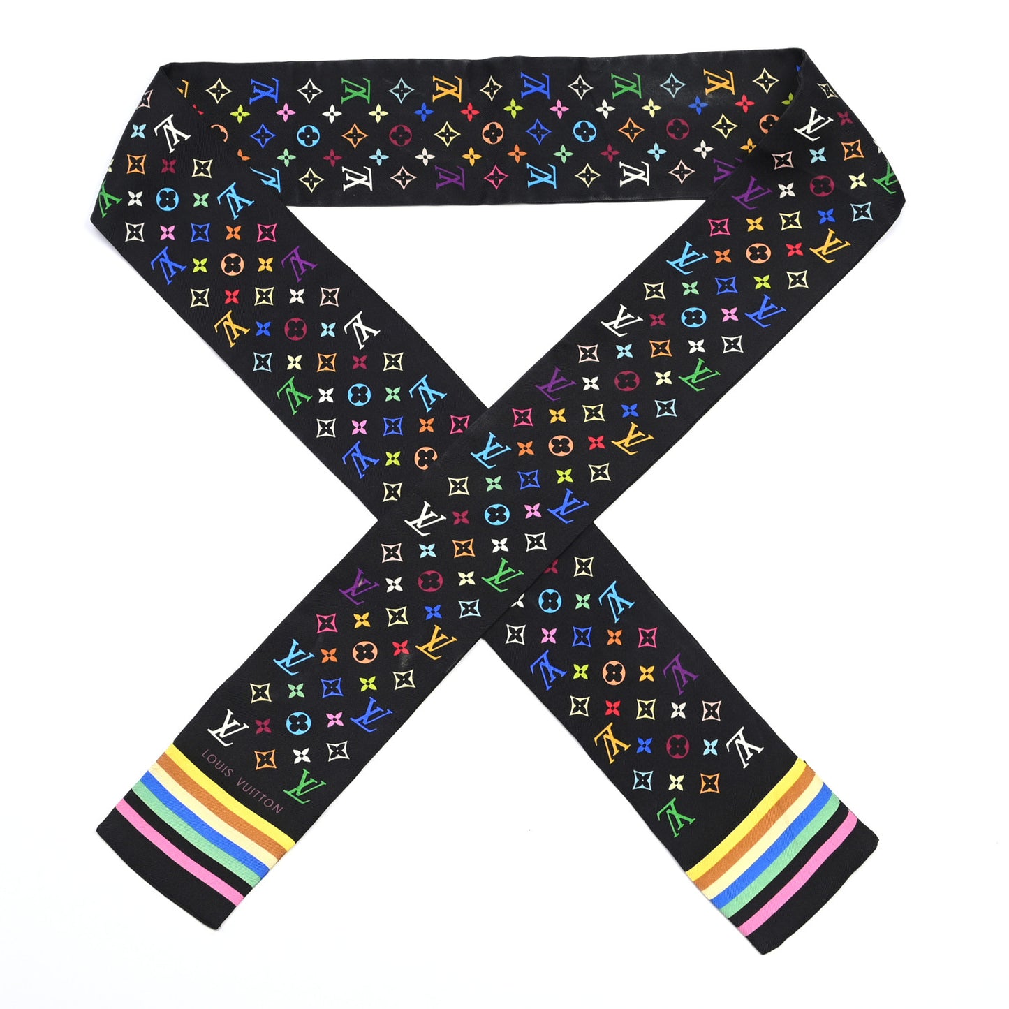 Silk Monogram Multicolor Bandeau Black