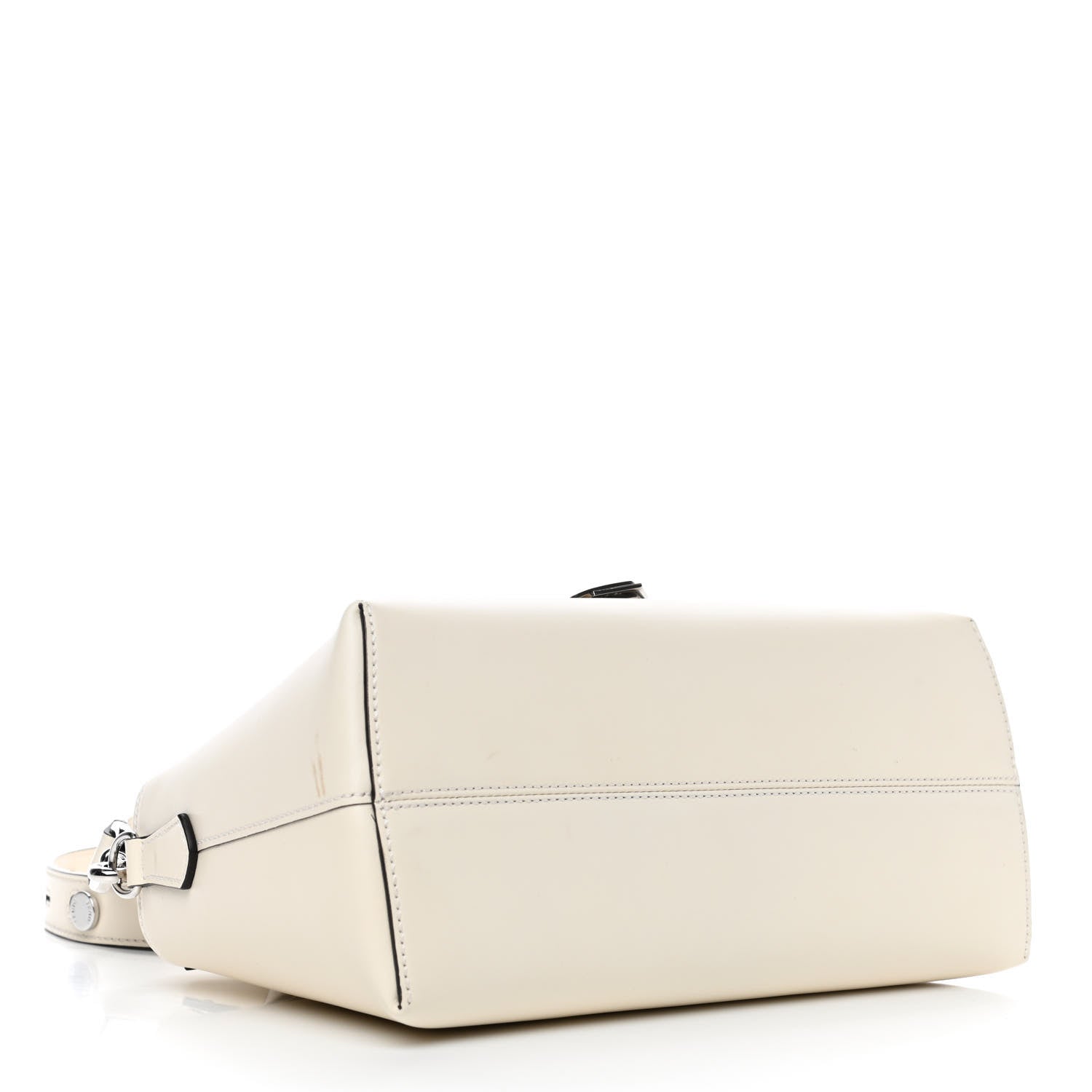 Fendi Vitello King Logo Embossed Medium By The Way Boston Bag White Ice 3 of 4