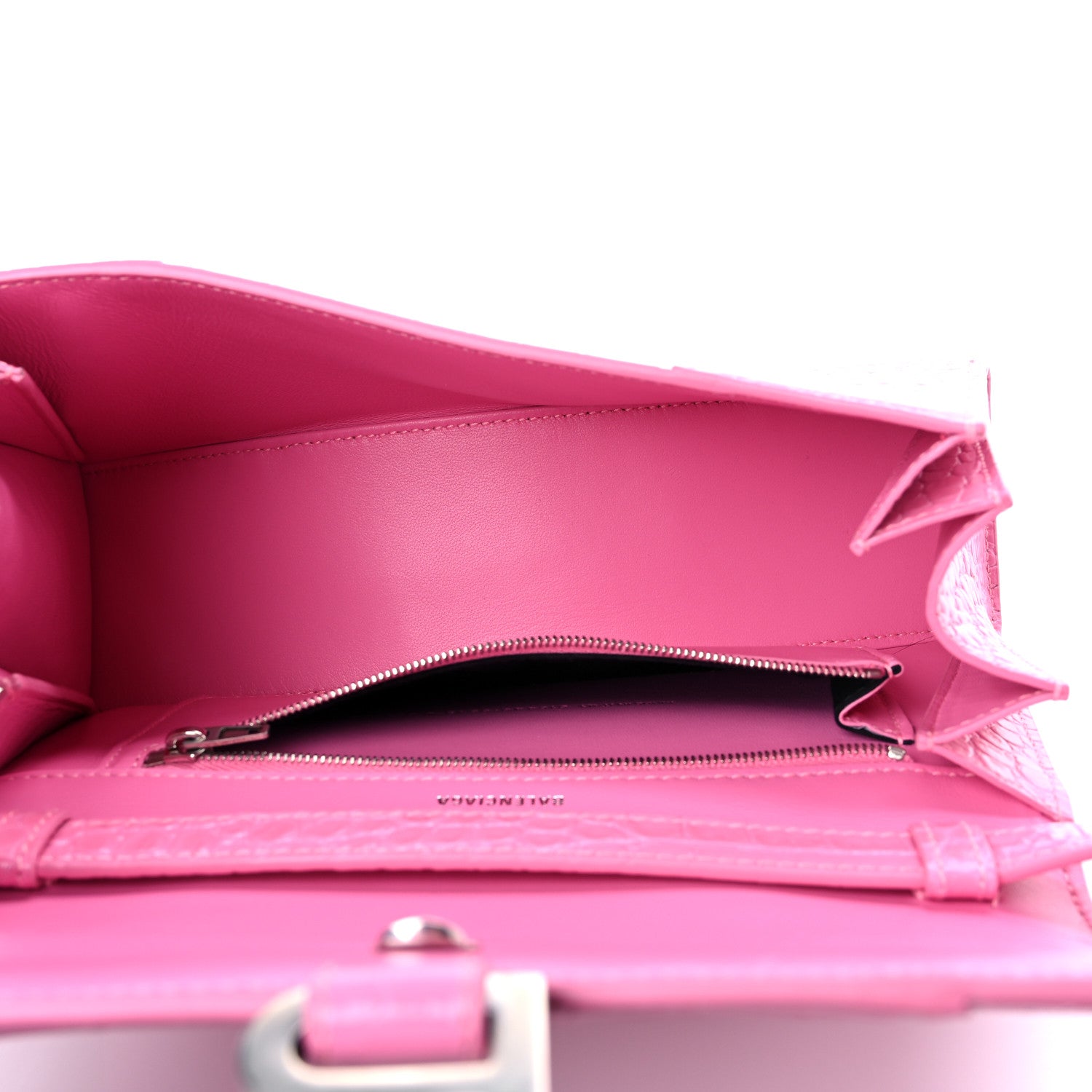 Balenciaga Shiny Calfskin Crocodile Embossed Small Hourglass Sling Shoulder Bag Baby Pink 5 of 15