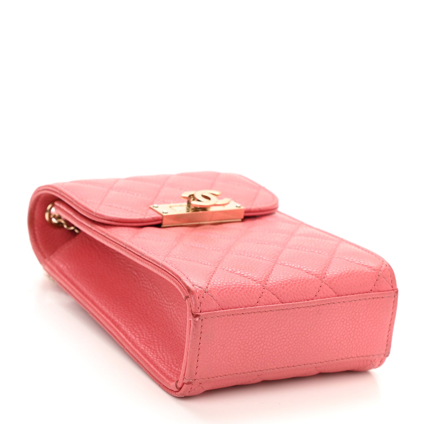 Caviar Quilted Golden Class Phone Holder Pink