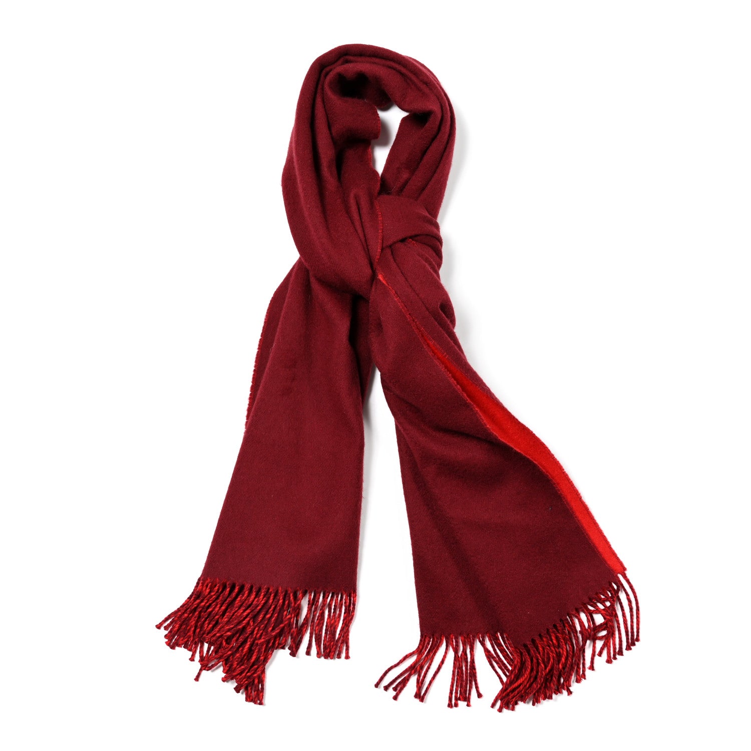 Hermes Cashmere Fringe Double Face Scarf Bordeaux Rouge 1 of 4