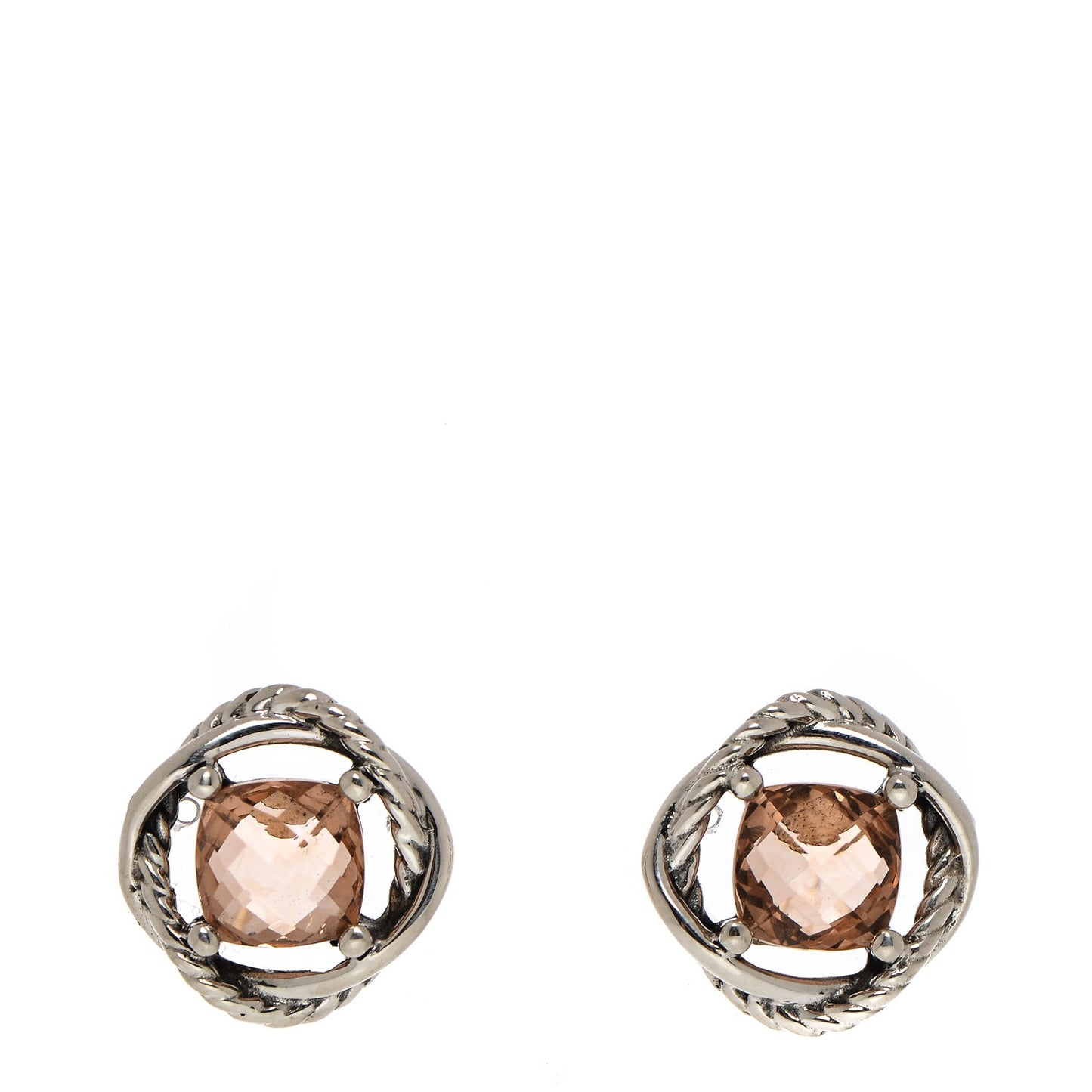 Sterling Silver Morganite 7mm Infinity Earrings