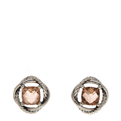 David Yurman Sterling Silver Morganite 7mm Infinity Earrings 1 of 5