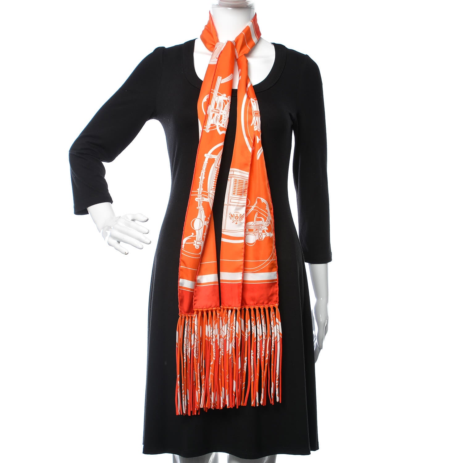 Hermes Silk Ex Libris Fringe Scarf 2 of 4