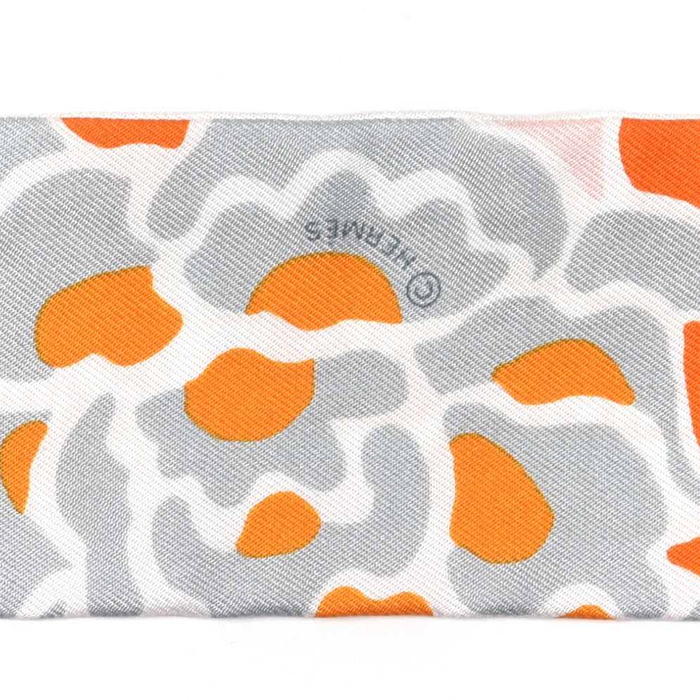 Silk Bingata Twilly Orange Rose Gris