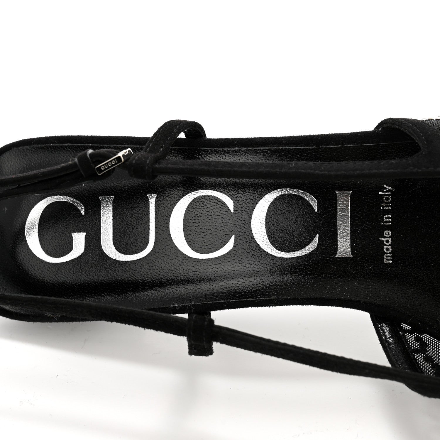 Gucci Tela Retino Kid Scamosciato Crystal GG Monogram Square G 35mm Slingback Pumps 39.5 Black 6 of 8
