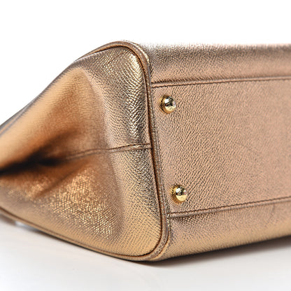 Dolce & Gabbana Metallic Dauphine Medium Miss Sicily Satchel Gold 9 of 11