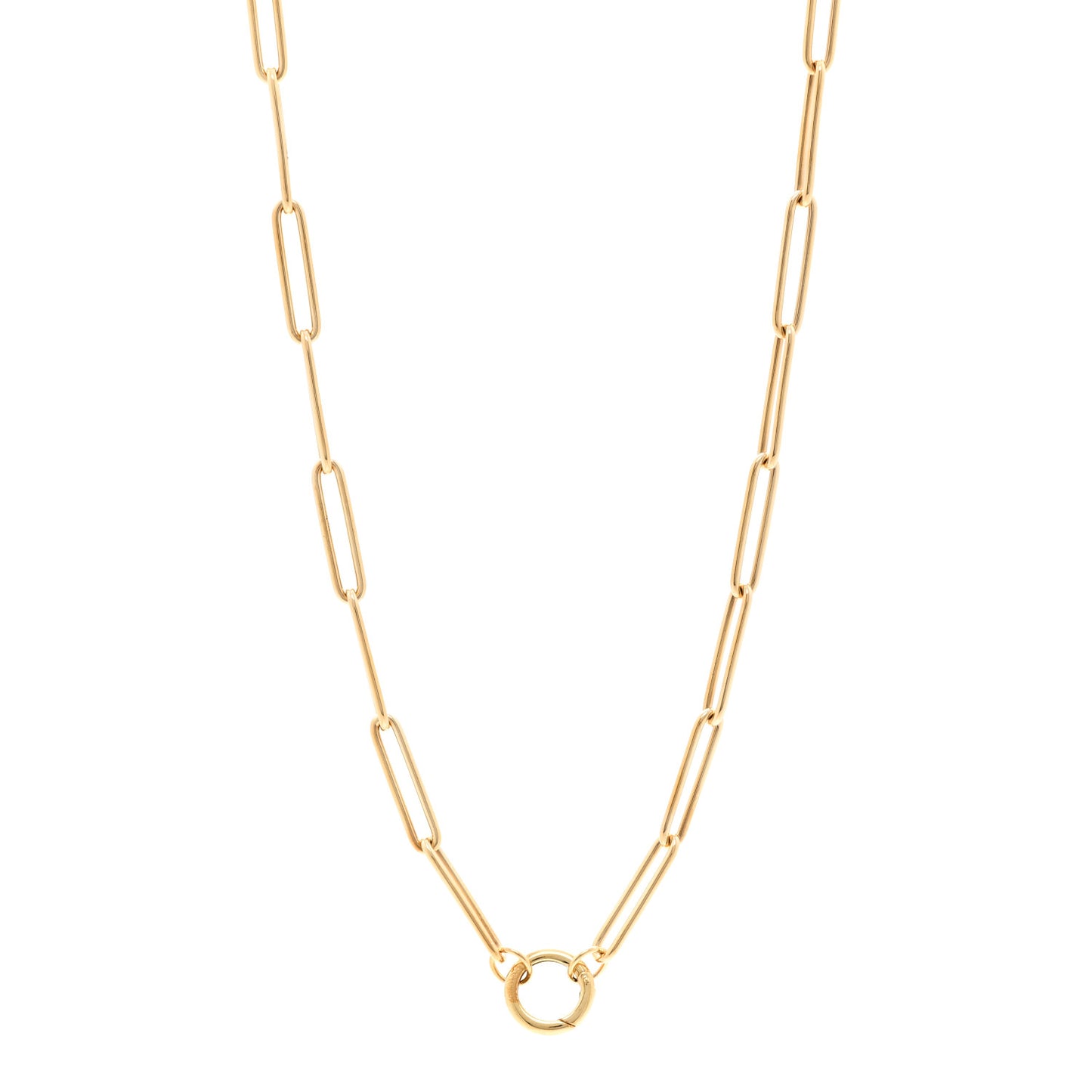 18K Yellow Gold Classic Fob Open Clip Chain Necklace