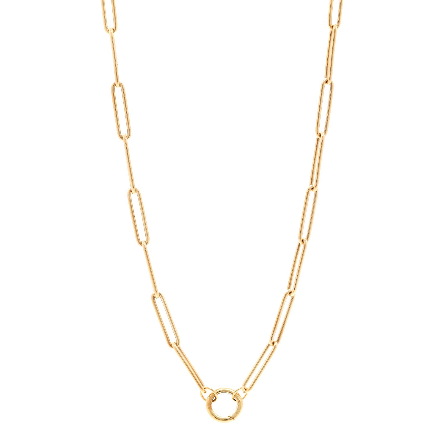 Foundrae 18K Yellow Gold Classic Fob Open Clip Chain Necklace 1 of 6