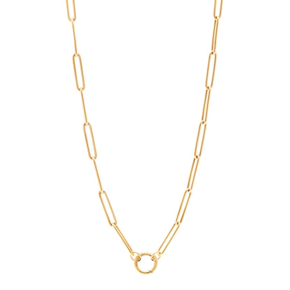 Foundrae 18K Yellow Gold Classic Fob Open Clip Chain Necklace 1 of 6