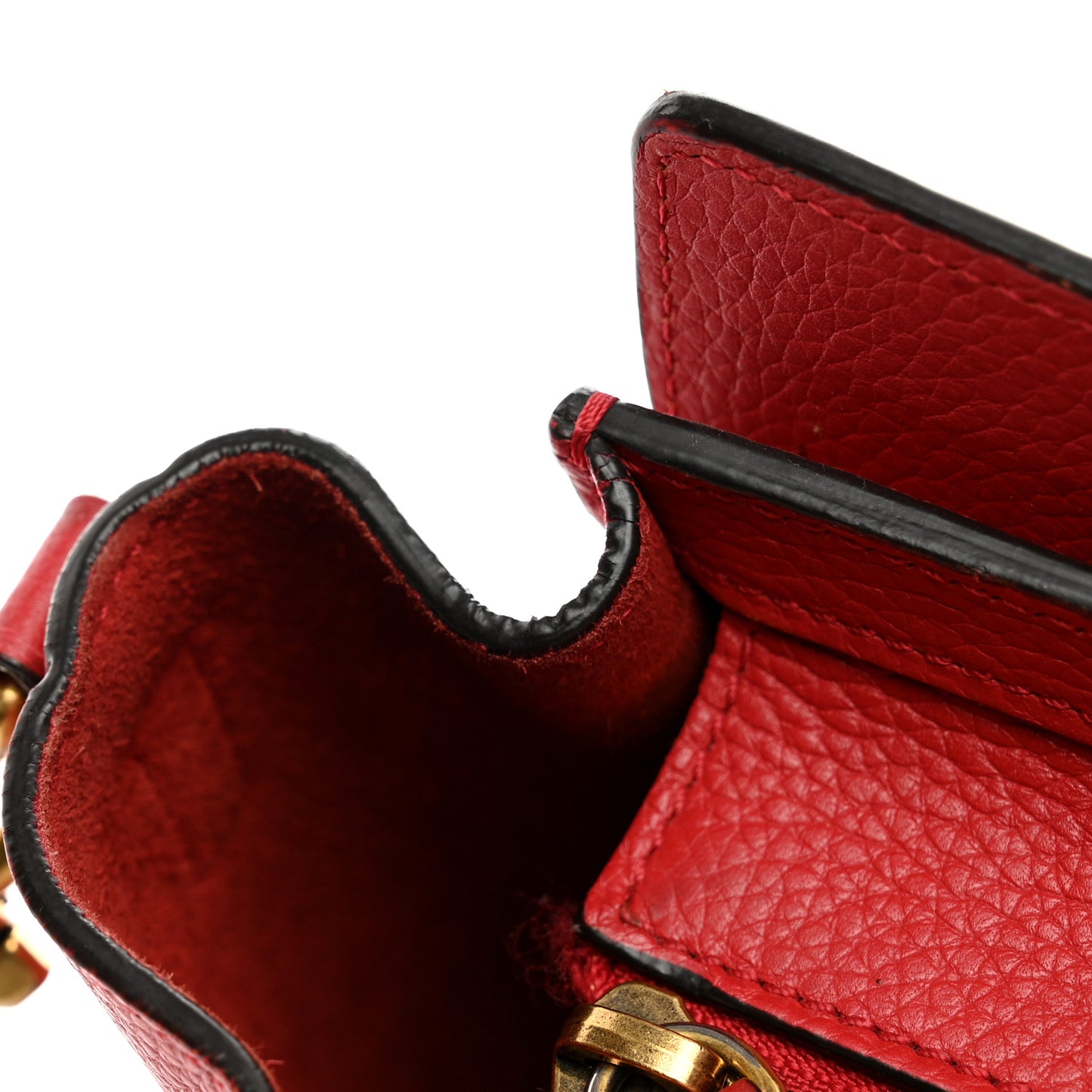 Drummed Calfskin Nano Luggage Coquelicot