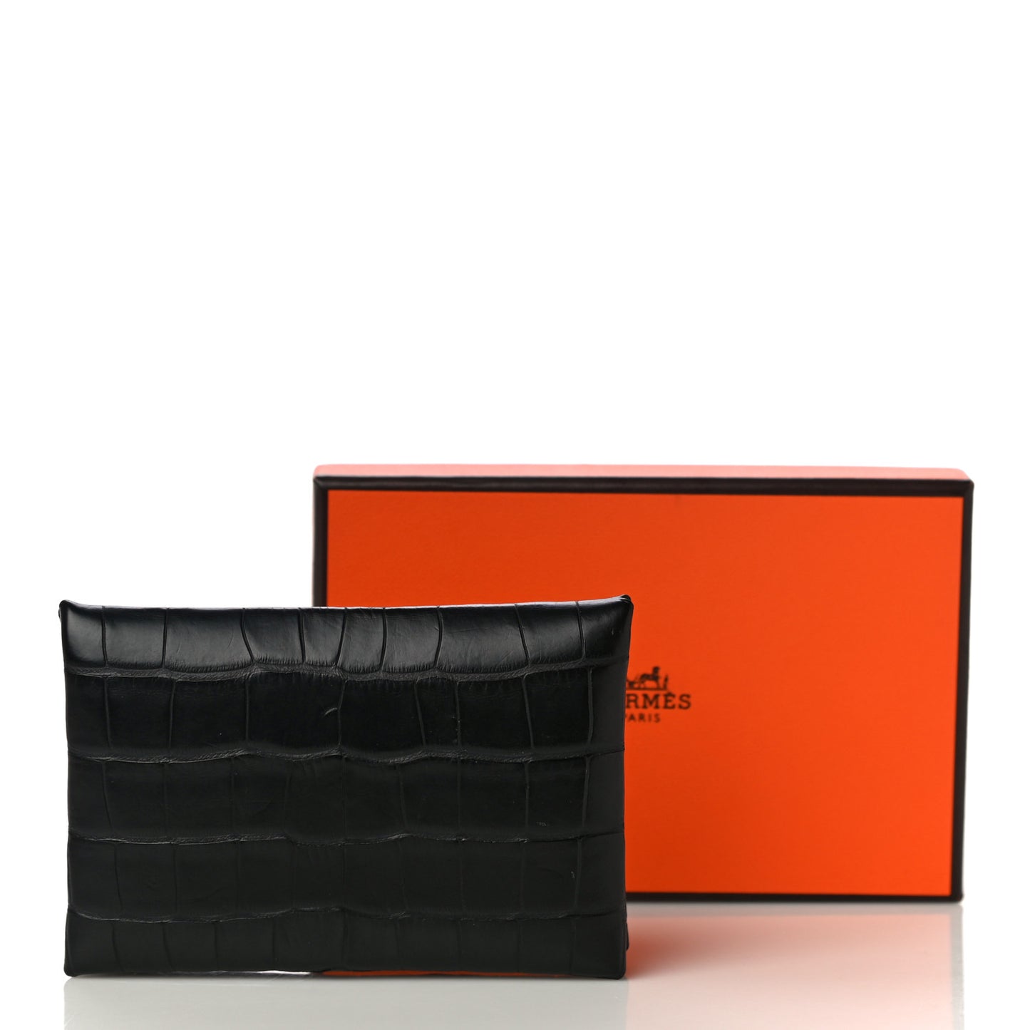 Matte Alligator Calvi Card Case Black