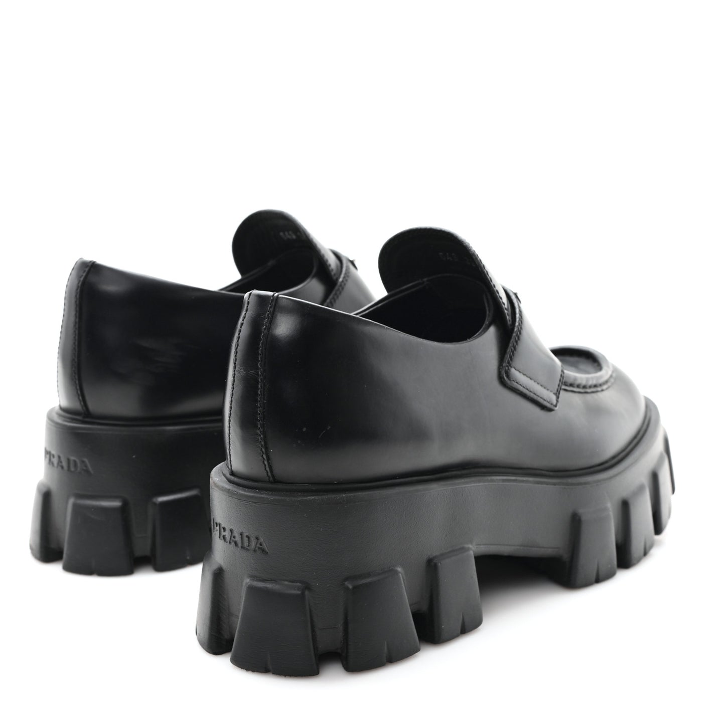Spazzolato Rois Metal Triangle Logo Monolith 55mm Loafers 38 Black