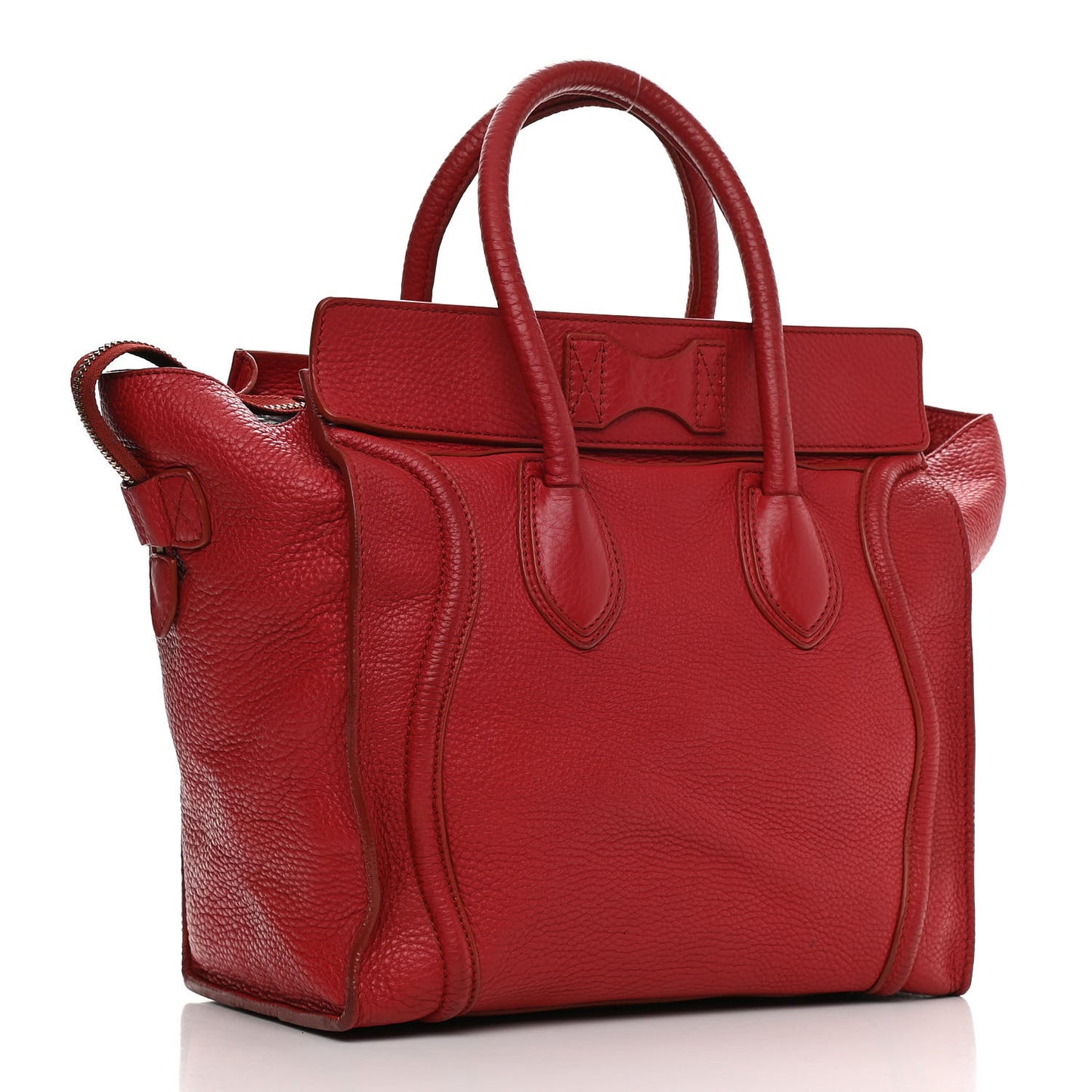 Drummed Calfskin Mini Luggage Coquelicot
