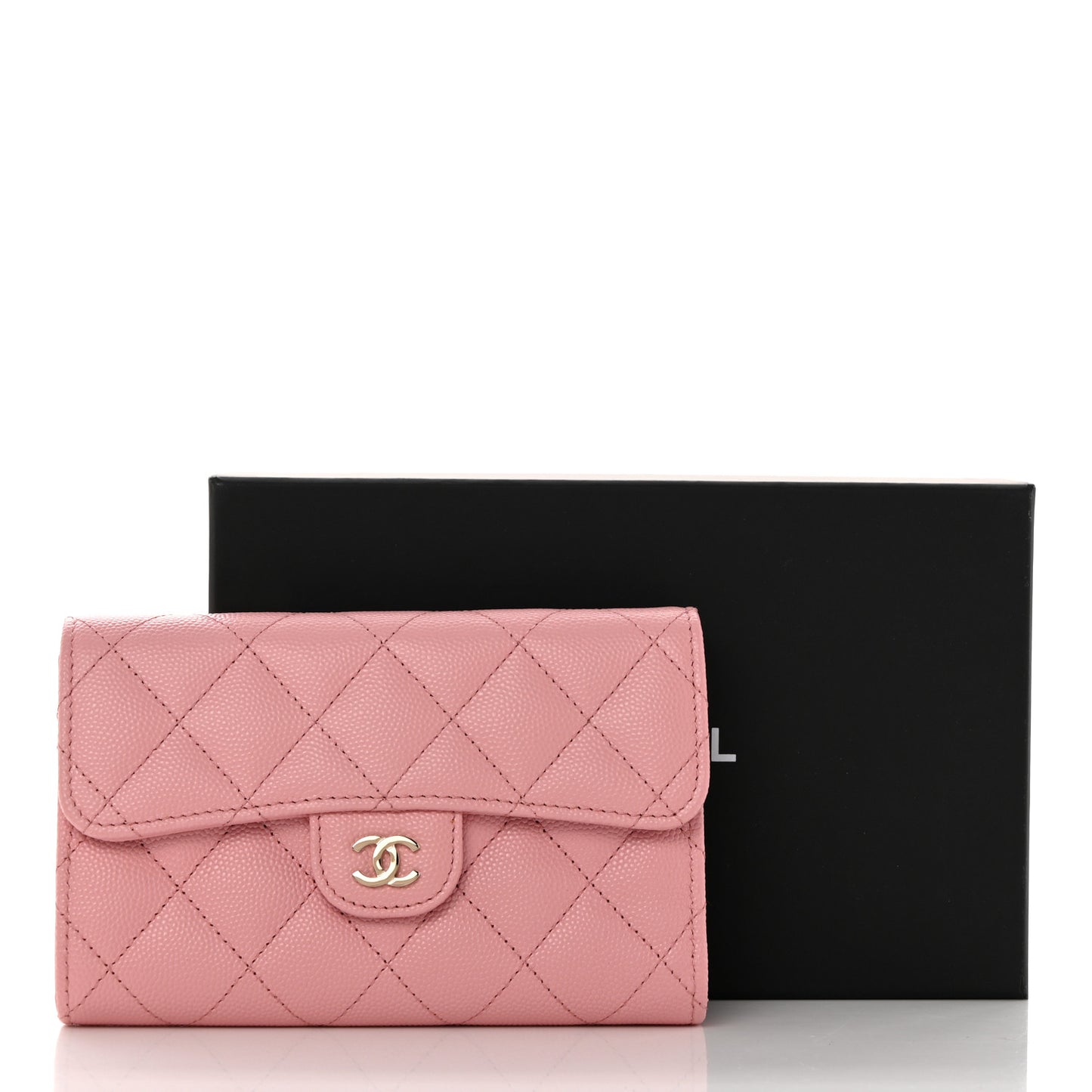 Caviar Quilted Medium Flap Wallet Pink