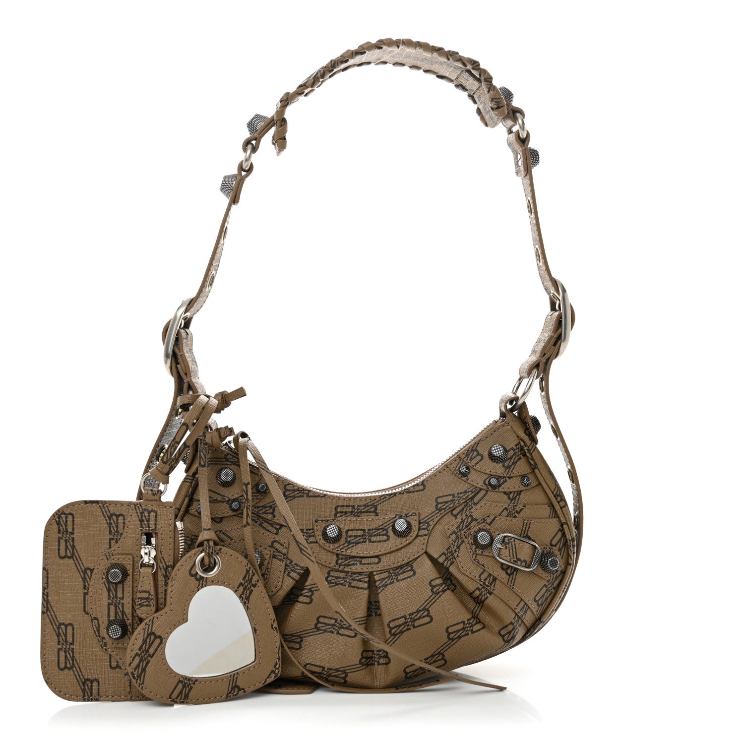 Balenciaga Coated Canvas BB Monogram Le Cagole Shoulder Bag XS Beige Brown 3 of 12