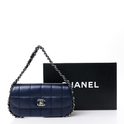 Chanel Lambskin Chocolate Bar Quilted 3 Chain Flap Navy Blue 12 of 12
