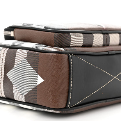 Burberry E-Canvas Calfskin Geometric Check Paddy Messenger Dark Birch Brown White 8 of 9