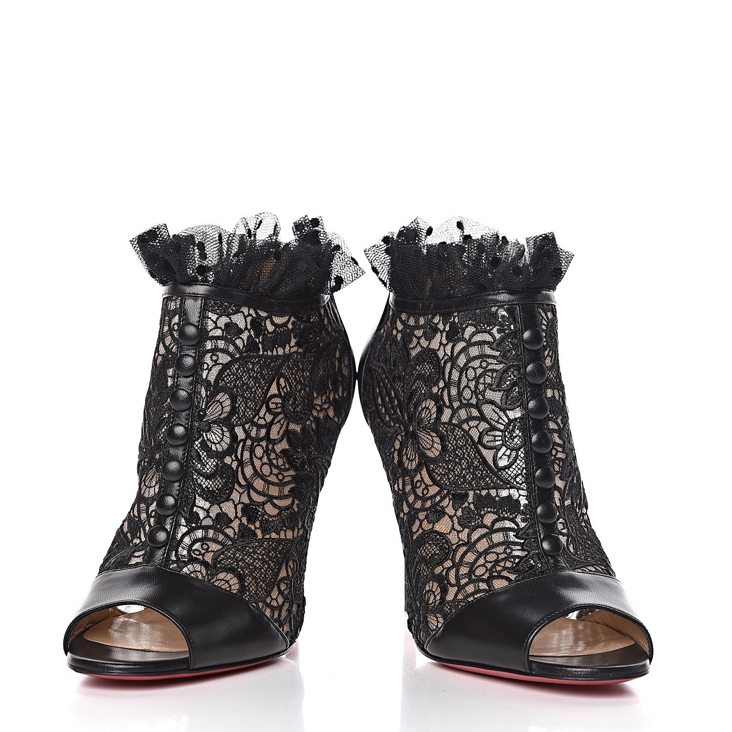 Christian Louboutin Lace Kid Henrietta 100 Booties 38 Black 6 of 11