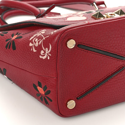 Valentino Garavani Alce Printed Calfskin Flower Embroidered Demilune Double Handle Satchel 7 of 12