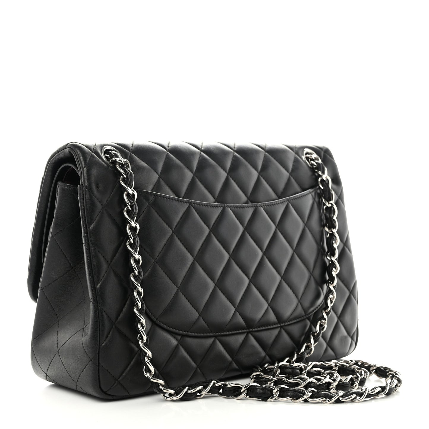 Lambskin Quilted Jumbo Double Flap Black