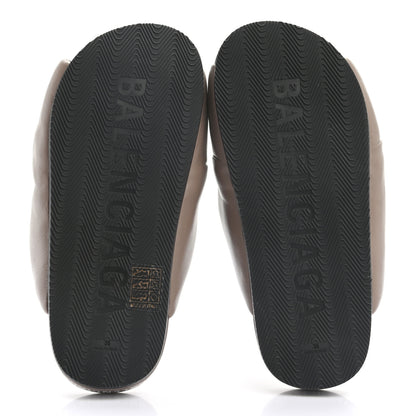 Balenciaga Smooth Nappa Logo Puffy Slide Sandals 35 Mink Grey White 5 of 7