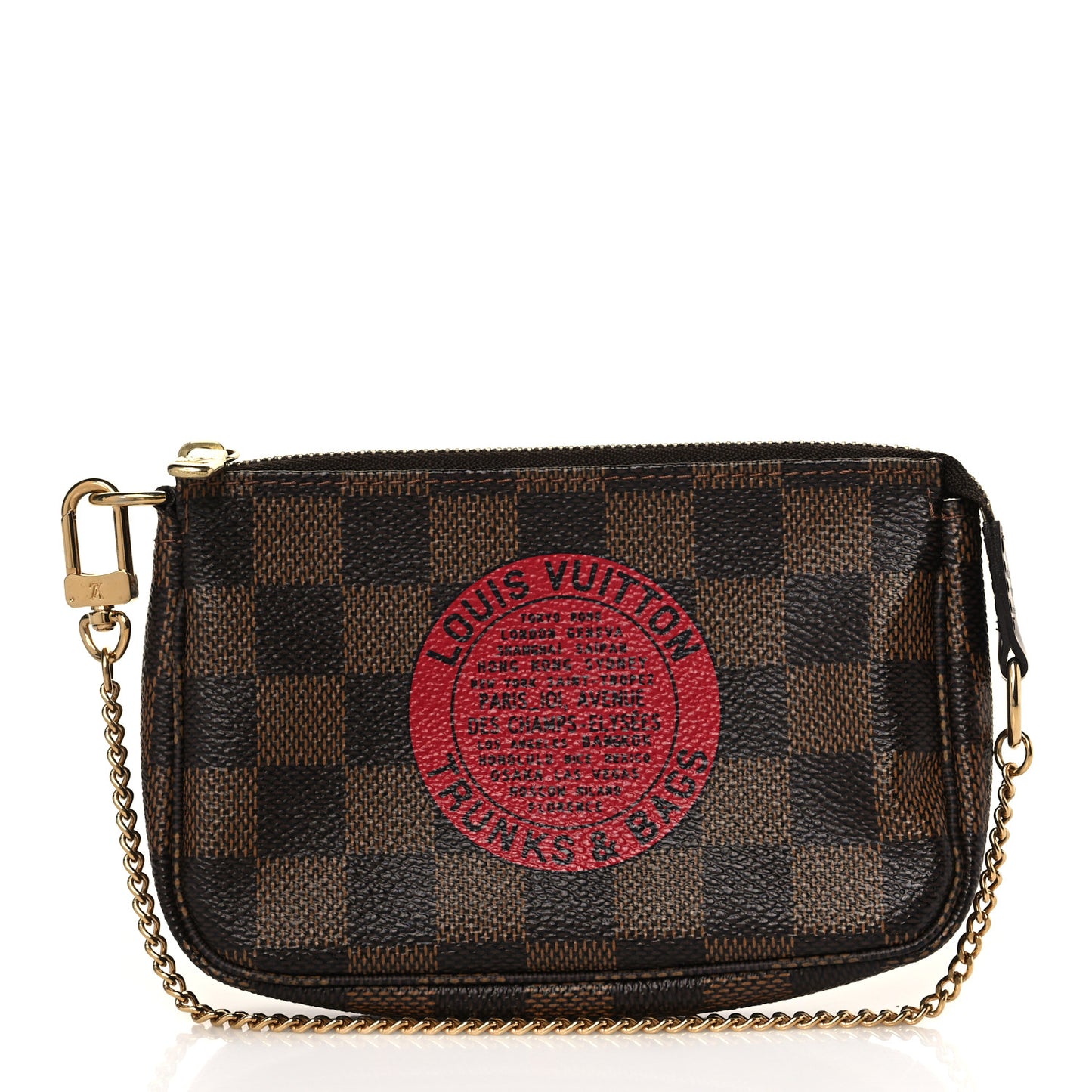 Damier Ebene Complice Trunks and Bags Mini Pochette Accessories Red