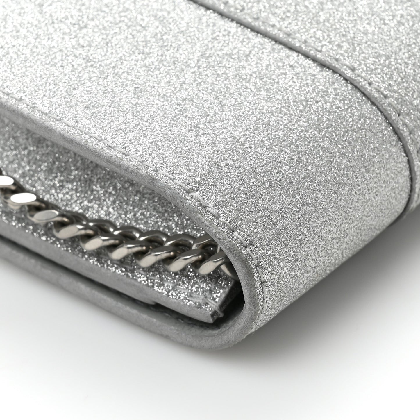 Sparkling Fabric XS Hourglass Wallet On Chain Silver