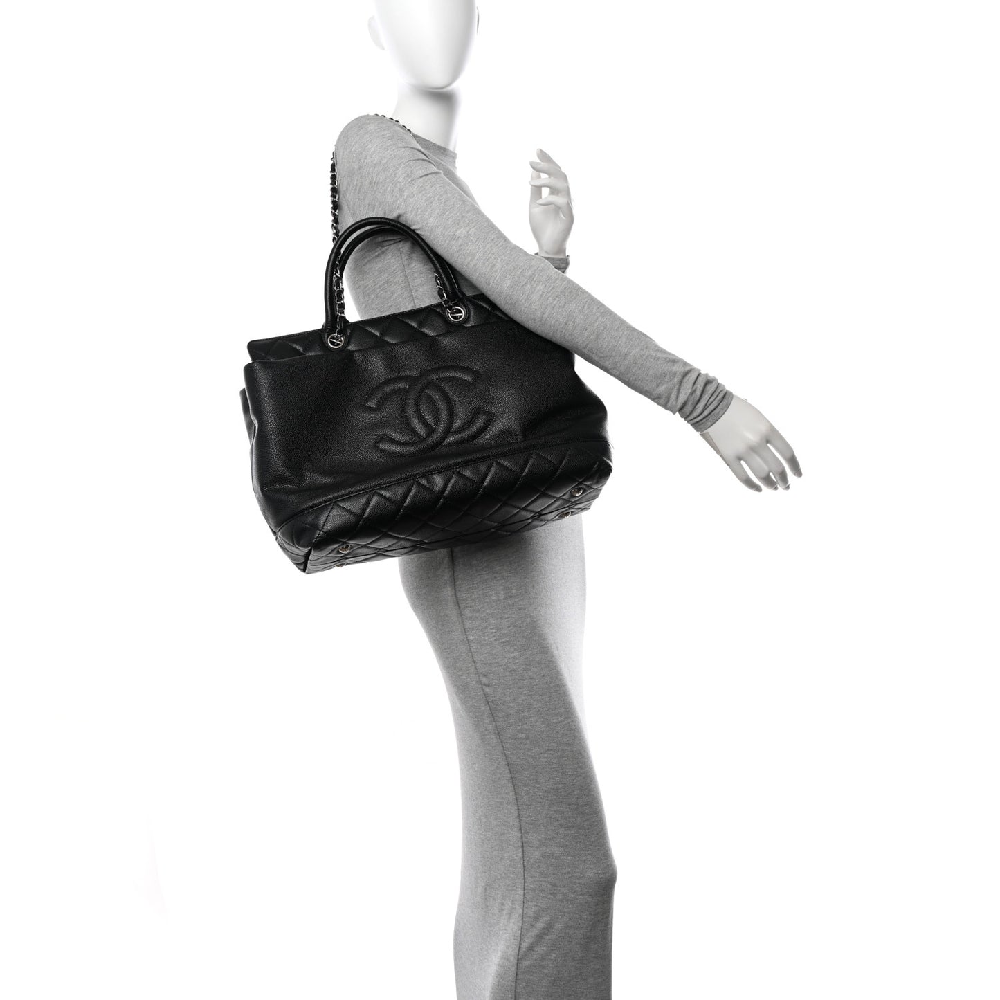 Caviar Large Soft CC Top Handle Tote Black