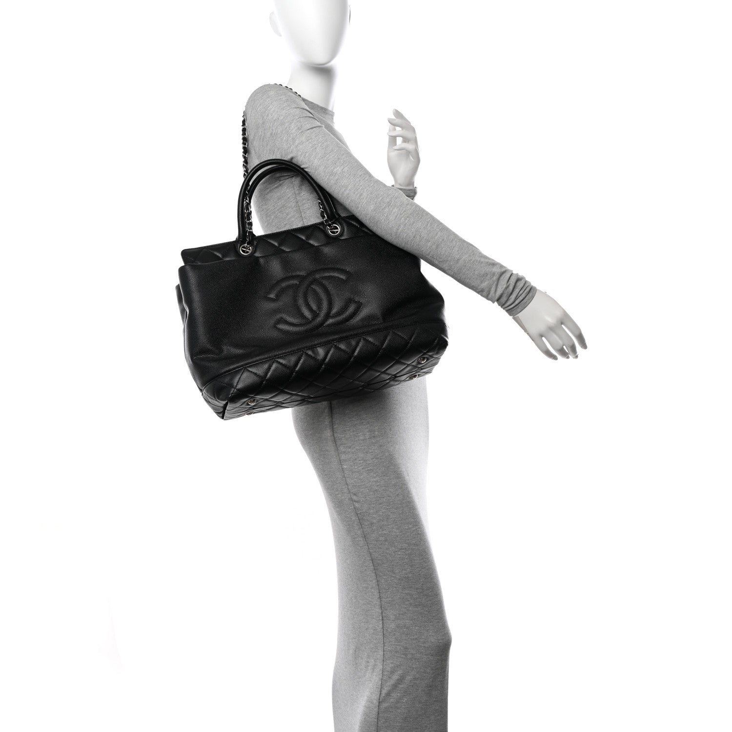 Chanel Caviar Large Soft CC Top Handle Tote Black 2 of 13