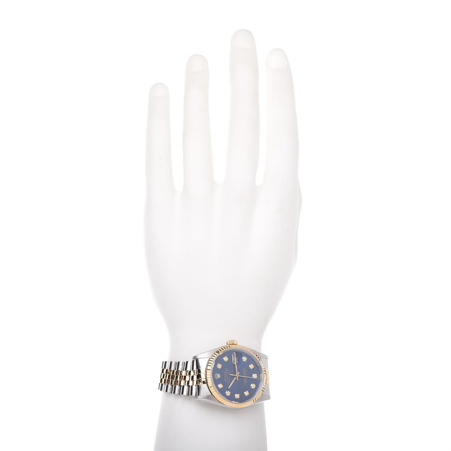 Stainless Steel 18K Yellow Gold Diamond 36mm Oyster Perpetual Datejust Watch Blue 16233