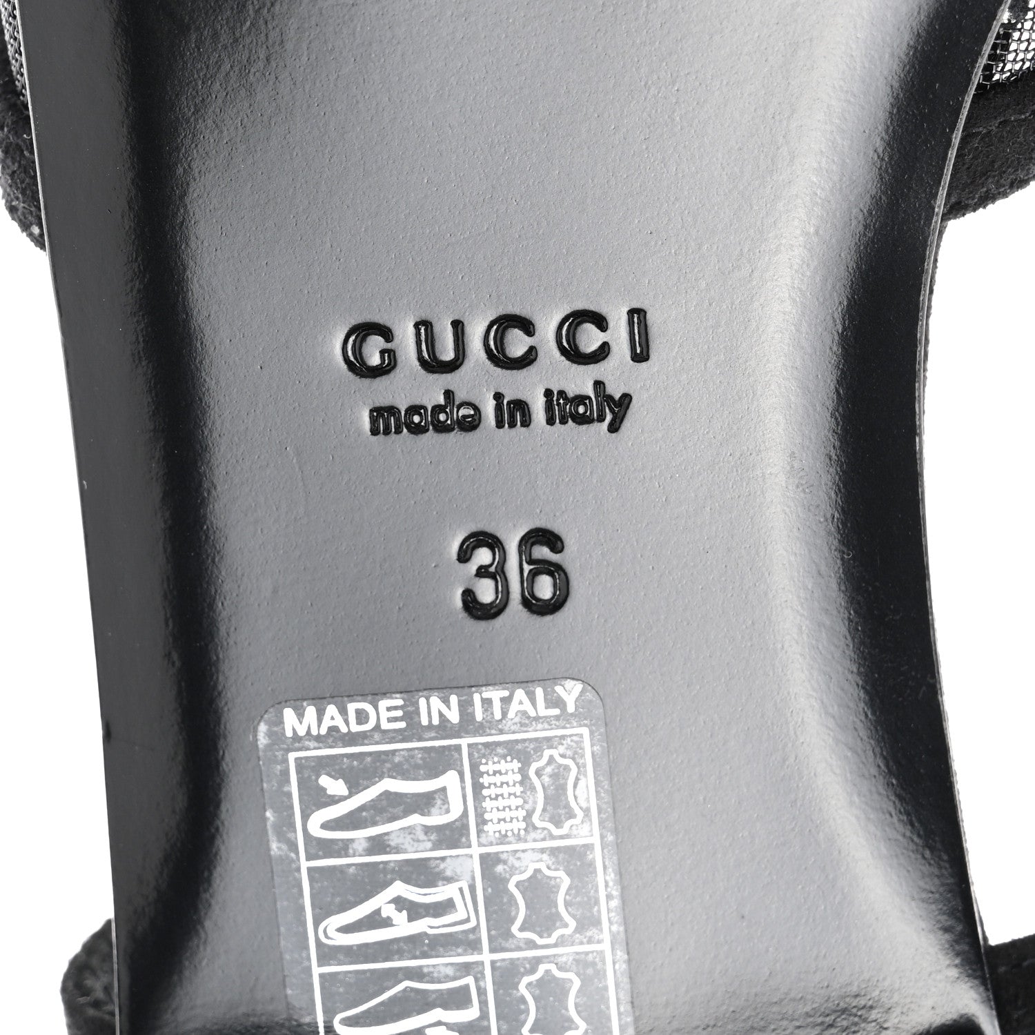 Gucci Tela Retino Kid Scamosciato Crystal GG Monogram Square G Slingback Flat 36 Black 6 of 8