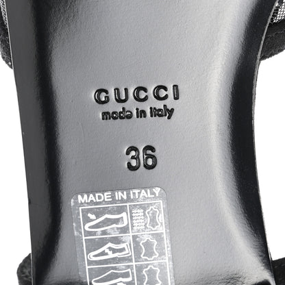 Gucci Tela Retino Kid Scamosciato Crystal GG Monogram Square G Slingback Flat 36 Black 6 of 8