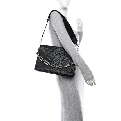 Louis Vuitton LOUIS VUITTON Lambskin Embossed Monogram Coussin MM Black 2 of 9