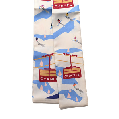 Chanel Silk Slim Bandeau Scarf White Multicolor 3 of 3