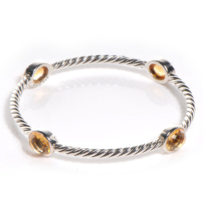 David Yurman Sterling Silver Renaissance Oval Station Bangle Citrine 3 of 5