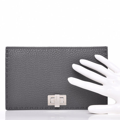 Fendi Cuoio Romano Selleria Mini Peekaboo Clutch Wallet Asfalto 2 of 9