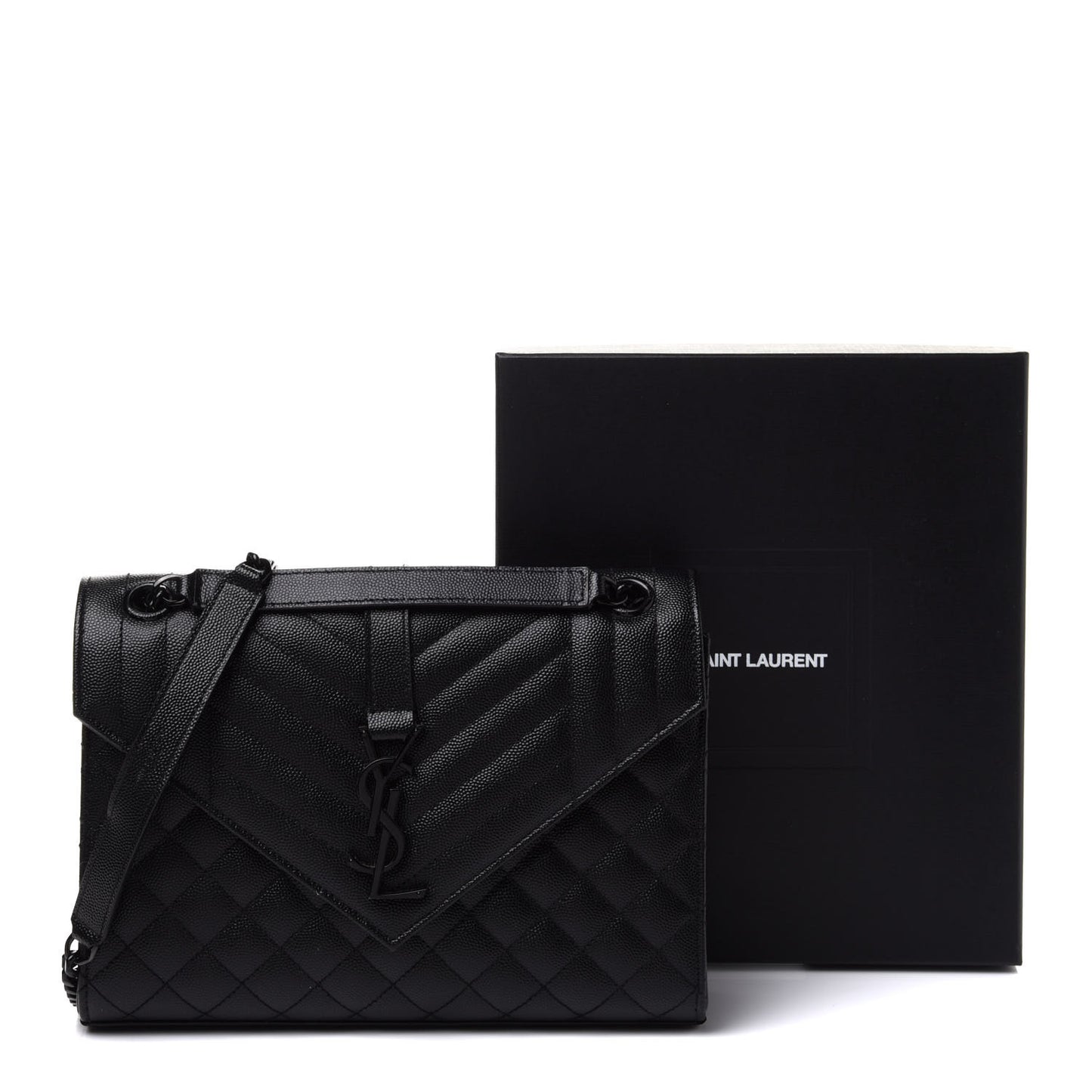 Grain De Poudre Textured Mixed Matelasse Triquilt Medium Monogram Satchel Black