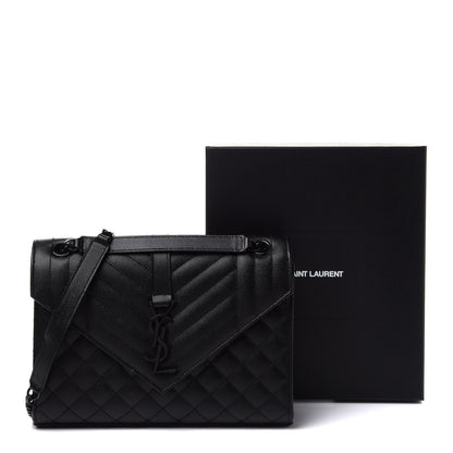 Saint Laurent Grain De Poudre Textured Mixed Matelasse Triquilt Medium Monogram Satchel Black 13 of 13