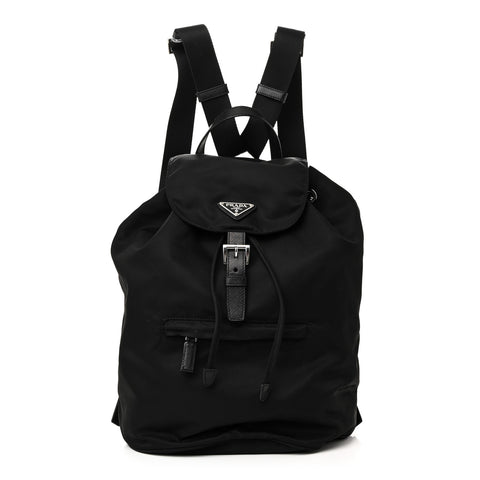 Nylon Tessuto Saffiano Zipper Backpack Black