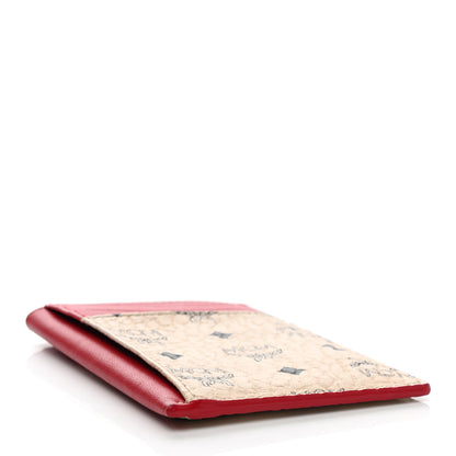 MCM Visetos Money Clip Card Case Beige Ruby Red 4 of 7