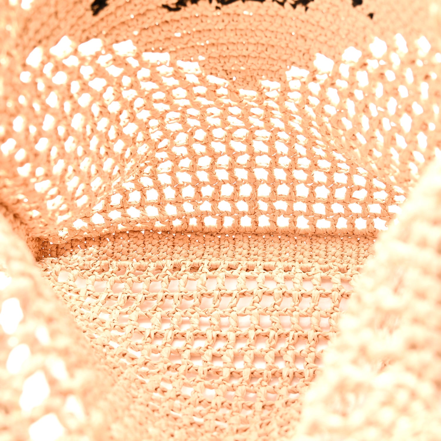 Prada Yarn Raffia Effect Crochet Logo Embroidered Tote Bag Naturale 5 of 9